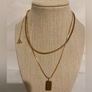 Anthropologie X Serefina layered pendant necklace in 14k plated gold NWT
